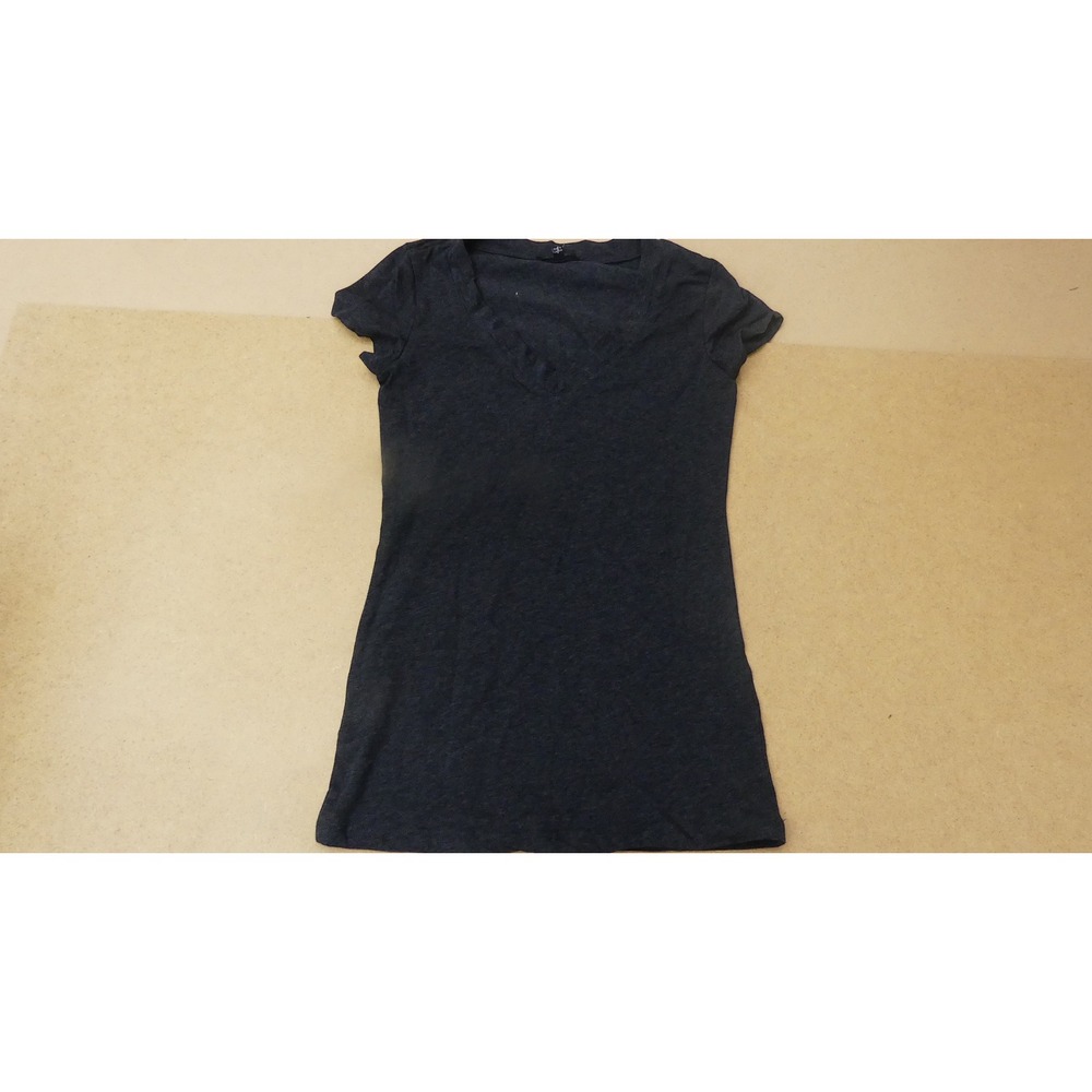 Ambiance V-Neck Top Womens Medium Charcoal Grey Heathered Short Sleeve rue21